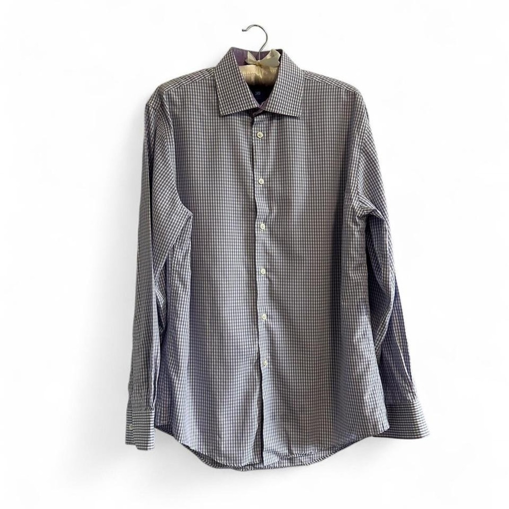 Egara purple and white Egyptian cotton button down shirt